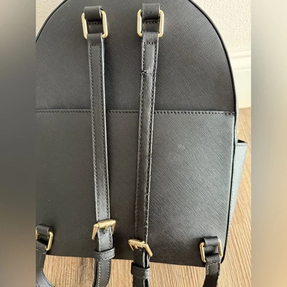 Henri Bendel Black Backpack with Gold Accents - Picture 4 of 7